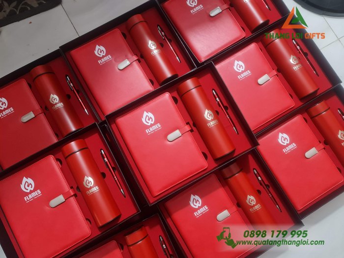 Giftset - Bộ quà tặng 3 món ( sổ+bình+bút) khắc logo FAMES làm quà tặng cuối năm (2)