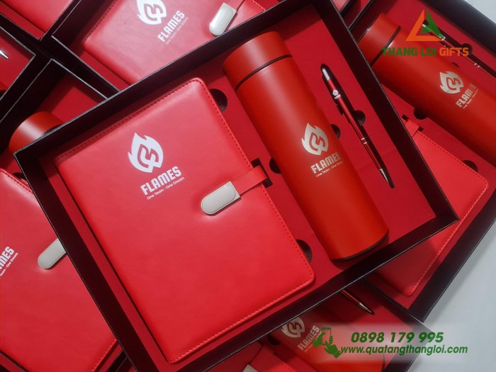 Giftset - Bộ quà tặng 3 món ( sổ+bình+bút) khắc logo FAMES làm quà tặng cuối năm (3)