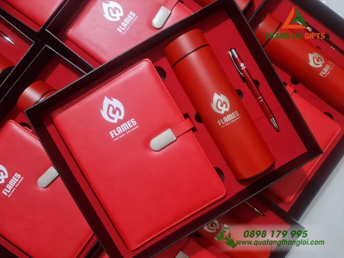 Giftset - Bộ quà tặng 3 món ( sổ+bình+bút) khắc logo FAMES làm quà tặng cuối năm (4)