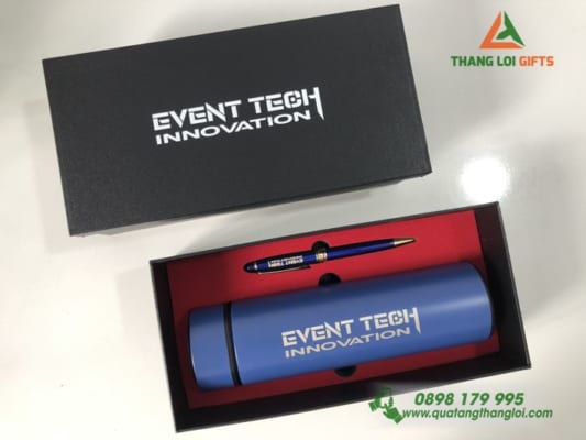 Bo qua tang Binh giu nhiet But ky - In khac logo EVENT TECH INNOVATION