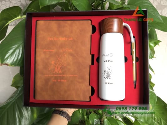 Bo giftset Binh giu nhiet, So tay, But ky - Khac ten thay co