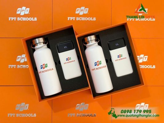 Bộ Quà Tặng FPT Schools (Bình & Pin Sạc) – In Logo Trường FPT Schools