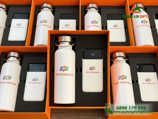 Bộ Quà Tặng FPT Schools (Bình & Pin Sạc) – In Logo Trường FPT Schools