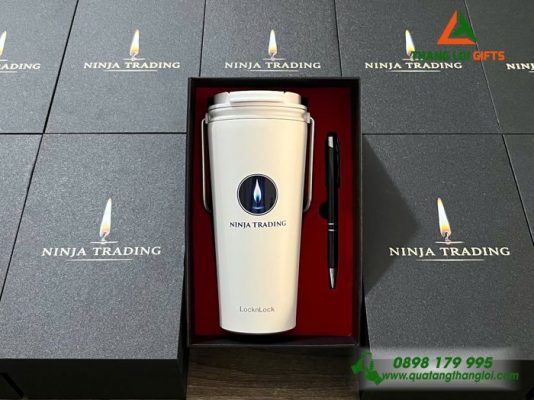 Bộ Quà Tặng (Ly Lock & Bút) - In Khắc Logo Doanh Nghiệp NINJA TRADING