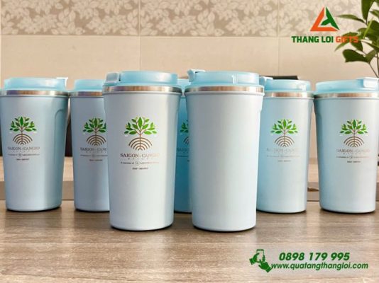Ly Giữ Nhiệt 500ml Màu Xanh Dương - In Khắc Logo Sài Gòn Cần Giờ Resort