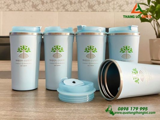 Ly Giữ Nhiệt 500ml Màu Xanh Dương - In Khắc Logo Sài Gòn Cần Giờ Resort
