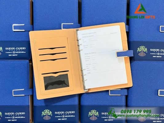Sổ Tay Da Bìa Còng Màu Xanh -.. In Logo Khu Du lịch Sinh Thái Sài Gòn Cần Giờ Resort