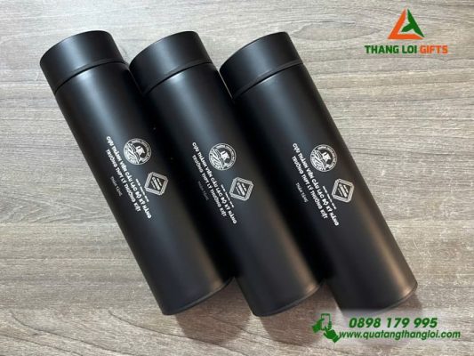 Binh Giu Nhiet 500ml Mau Den - Khac Logo Truong THPT Ly Thuong Kiet