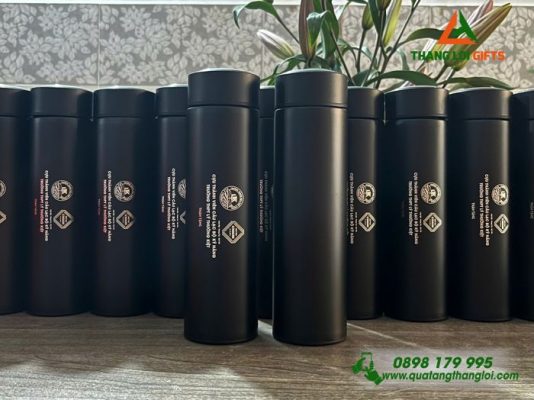 Binh Giu Nhiet 500ml Mau Den - Khac Logo Truong THPT Ly Thuong Kiet