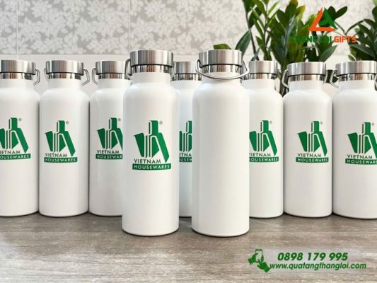 Binh Giu Nhiet 500ml Mau Trang - In Logo Doanh Nghiep Vietnam Housewares