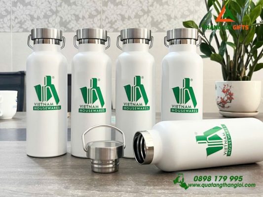 Binh Giu Nhiet 500ml Mau Trang - In Logo Doanh Nghiep Vietnam Housewares