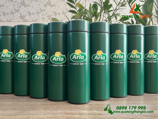 Binh Giu Nhiet 500ml Mau Xanh La - In Logo Doanh Nghiep Arla