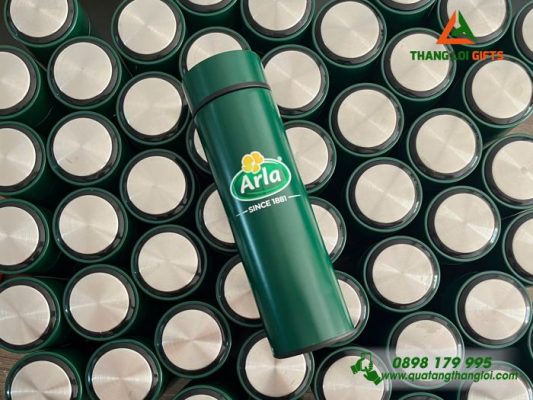 Binh Giu Nhiet 500ml Mau Xanh La - In Logo Doanh Nghiep Arla