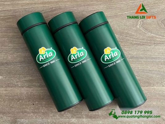 Binh Giu Nhiet 500ml Mau Xanh La - In Logo Doanh Nghiep Arla