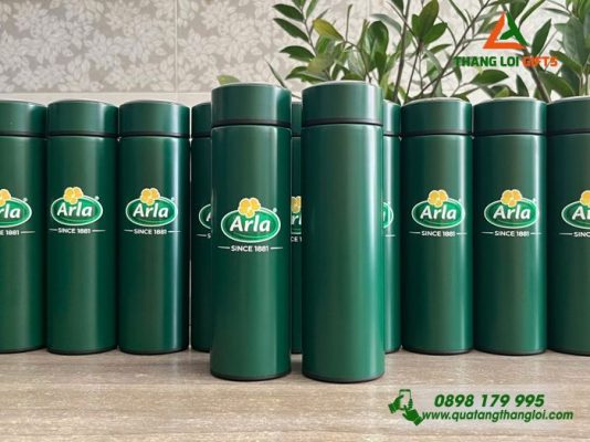 Binh Giu Nhiet 500ml Mau Xanh La - In Logo Doanh Nghiep Arla