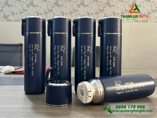 Binh Giu Nhiet ELmich 480ml Mau Xanh Den - Khac Logo LIORA