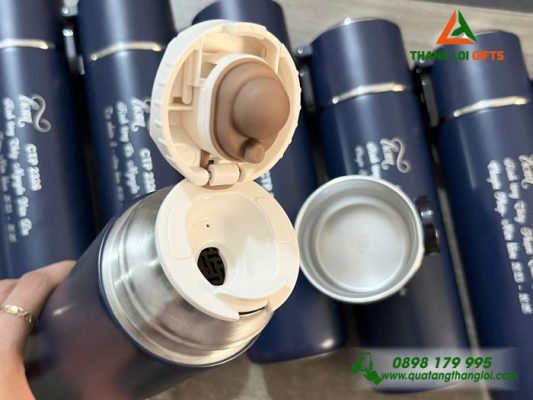 Binh Giu Nhiet ELmich 480ml Mau Xanh Den - Khac Logo LIORA