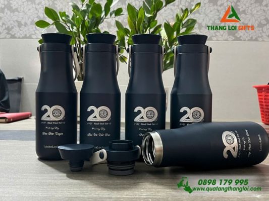 Binh Giu Nhiet Lock&Lock LHC4202 470ml Mau Xanh Navy - Khac Logo 20 Nam Truong Dai Hoc Nong Lam TP.HCM