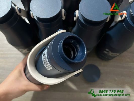 Binh Giu Nhiet Lock&Lock LHC4202 470ml Mau Xanh Navy - Khac Logo 20 Nam Truong Dai Hoc Nong Lam TP.HCM