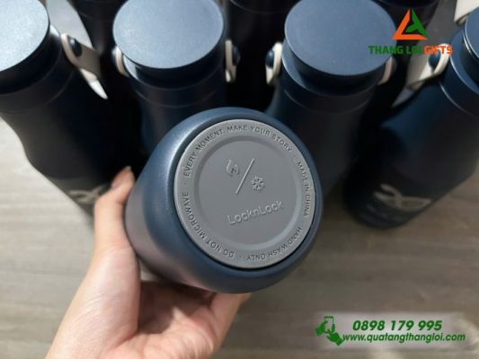 Binh Giu Nhiet Lock&Lock LHC4202 470ml Mau Xanh Navy - Khac Logo 20 Nam Truong Dai Hoc Nong Lam TP.HCM