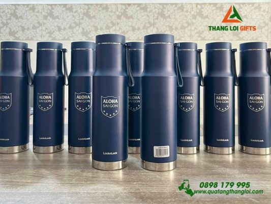 Binh Giu Nhiet LocknLock LHC4199 620ml Mau Xanh Dam - Khac Logo Trung Tam Ngoai Ngu ALOHA Sai Gon