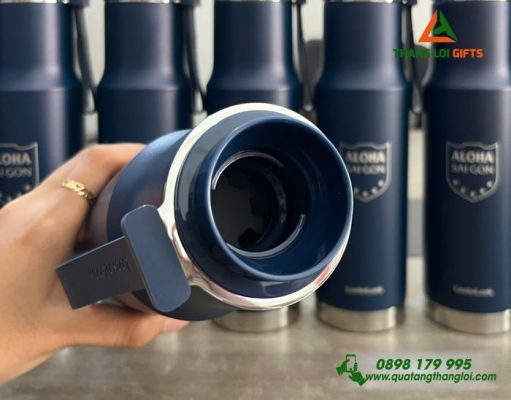 Binh Giu Nhiet LocknLock LHC4199 620ml Mau Xanh Dam - Khac Logo Trung Tam Ngoai Ngu ALOHA Sai Gon