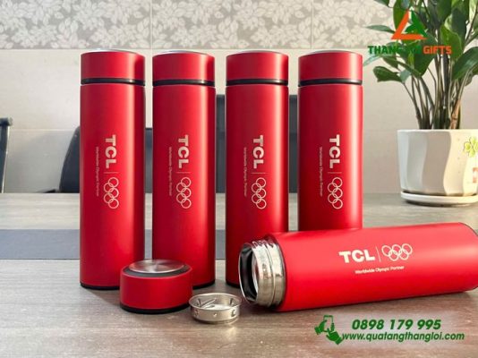 Binh Giu Nhiet Mau Do 500ml - Khac Logo Doanh Nghiep TCL