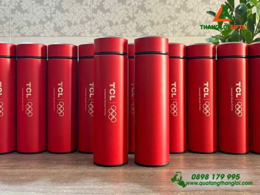 Binh Giu Nhiet Mau Do 500ml - Khac Logo Doanh Nghiep TCL