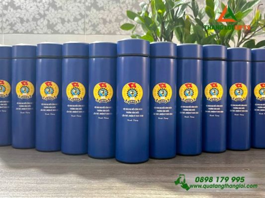 Binh Giu Nhiet Mau Xanh 500ml - In Khac Logo Dai Hoi Cong Doan Phuong Xom Chieu 