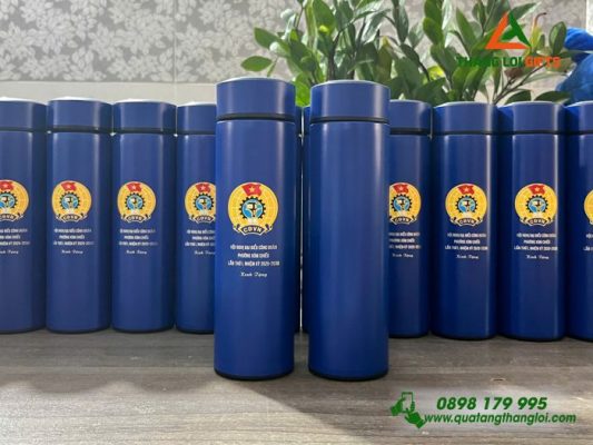 Binh Giu Nhiet Mau Xanh 500ml - In Khac Logo Dai Hoi Cong Doan Phuong Xom Chieu 