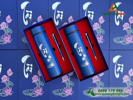 Bo Qua Tang (Binh & But) Mau Xanh - In Khac Noi Dung Hinh Anh