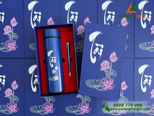 Bo Qua Tang (Binh & But) Mau Xanh - In Khac Noi Dung Hinh Anh