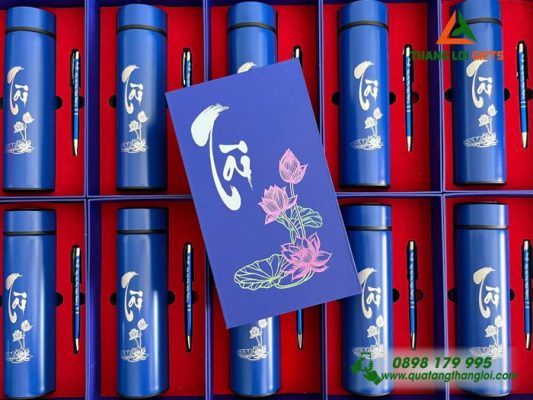 Bo Qua Tang (Binh & But) Mau Xanh - In Khac Noi Dung Hinh Anh