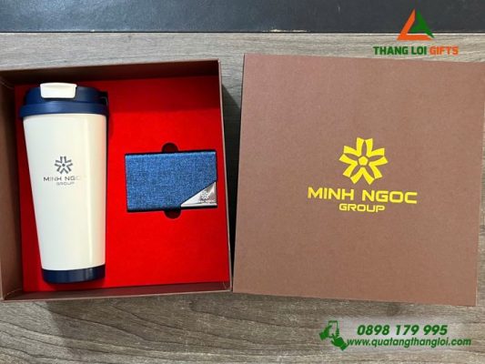 Bo Qua Tang (Ly & Hop Namecard) - In Khac Logo Minh Ngoc Group 