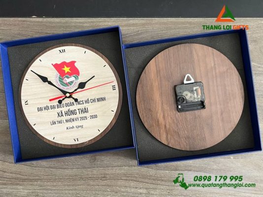 Dong Ho Go Tron De Ban - In Khac Logo Dai Hoi Dai Bieu Doan TNCS Ho Chi Minh 