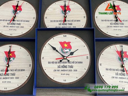 Dong Ho Go Tron De Ban - In Khac Logo Dai Hoi Dai Bieu Doan TNCS Ho Chi Minh 