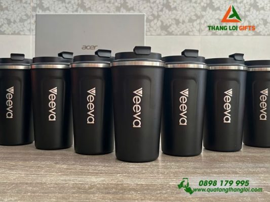 Ly Giu Nhiet 510ml Mau Den - Khac Logo Doanh Nghiep Veeva 