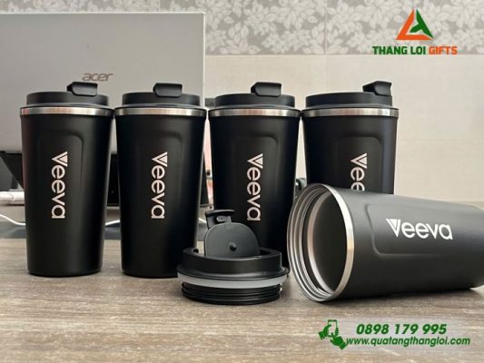 Ly Giu Nhiet 510ml Mau Den - Khac Logo Doanh Nghiep Veeva 