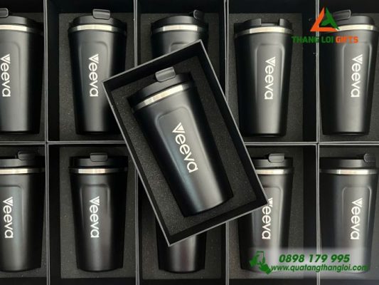 Ly Giu Nhiet 510ml Mau Den - Khac Logo Doanh Nghiep Veeva 
