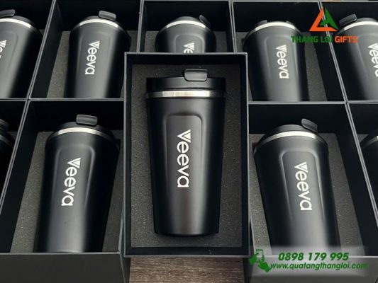 Ly Giu Nhiet 510ml Mau Den - Khac Logo Doanh Nghiep Veeva 