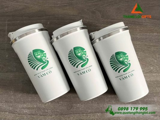 Ly Giu Nhiet 510ml Mau Trang - In Logo Doan Nghe Thuat Cai Luong Vam Co