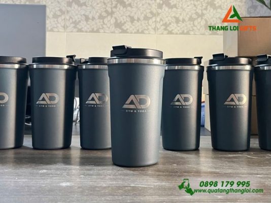 Ly Giu Nhiet 510ml Mau Den - Khac Logo AD Gym & Yoga