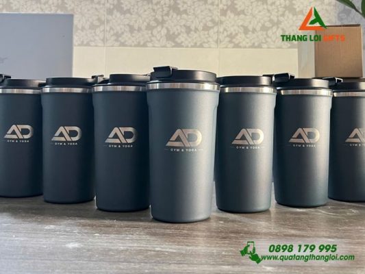 Ly Giu Nhiet 510ml Mau Den - Khac Logo AD Gym & Yoga
