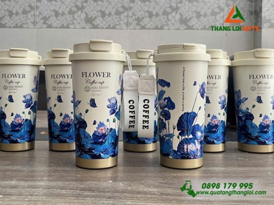 Ly Giu Nhiet 530ml Hoa Sen - Khac Logo Doanh Nghiep Hai Minh Shipping