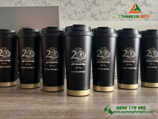 Ly Giu Nhiet 530ml Mau Den - Khac Logo Truong THPT Tran Hung Dao