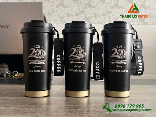 Ly Giu Nhiet 530ml Mau Den - Khac Logo Truong THPT Tran Hung Dao