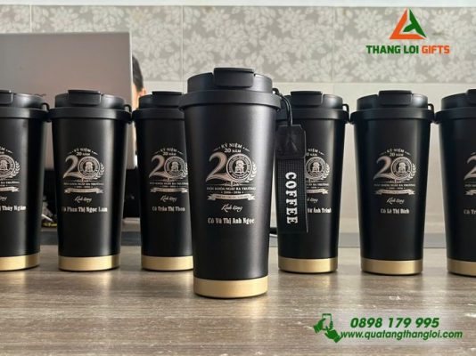 Ly Giu Nhiet 530ml Mau Den - Khac Logo Truong THPT Tran Hung Dao