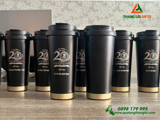 Ly Giu Nhiet 530ml Mau Den - Khac Logo Truong THPT Tran Hung Dao