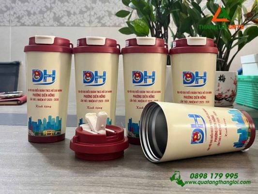 Ly Giu Nhiet 530ml Mau Do - In Logo Dai Hoi Dai Bieu Doan TNCS HCM Phuong Dien Hong