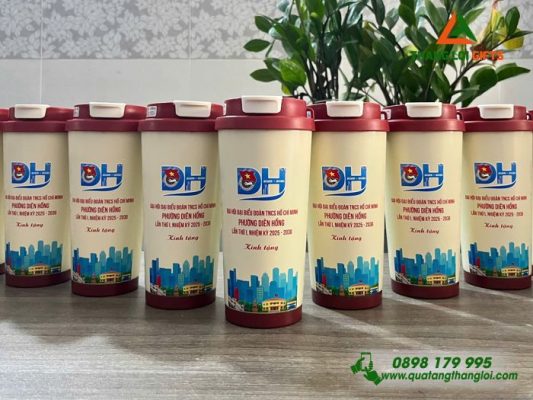 Ly Giu Nhiet 530ml Mau Do - In Logo Dai Hoi Dai Bieu Doan TNCS HCM Phuong Dien Hong